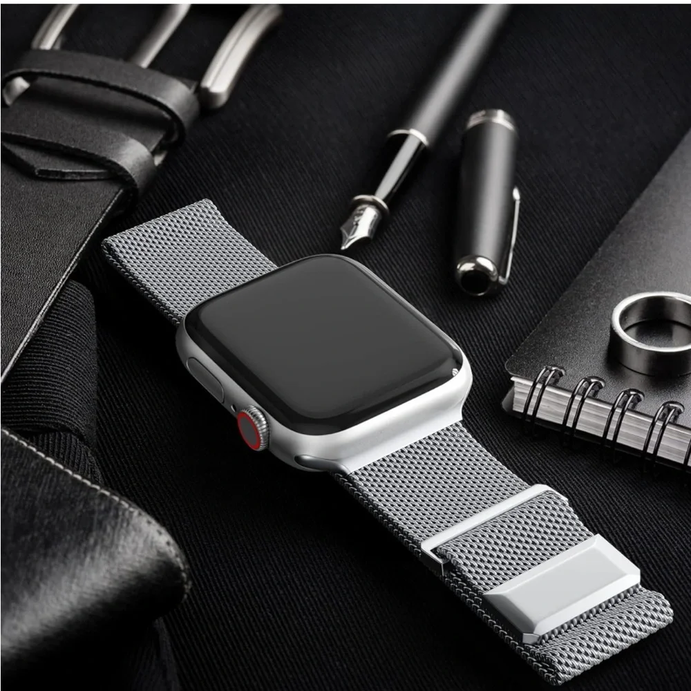 Stainless Steal Magnetic Clasp Mesh Loop Apple Smart Watch Unisex Band, NEW